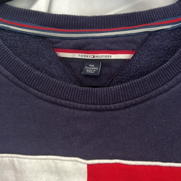 Tommy Hilfiger Plus XXL White Navy Red Long Sleeve Crew Neck Sweater Preppy - Picture 3 of 7